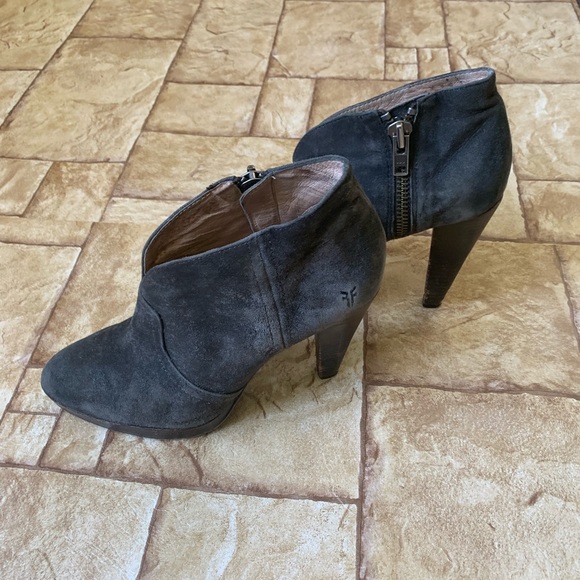 Frye Suede Harlow Campus Bootie Heels - Picture 2 of 8